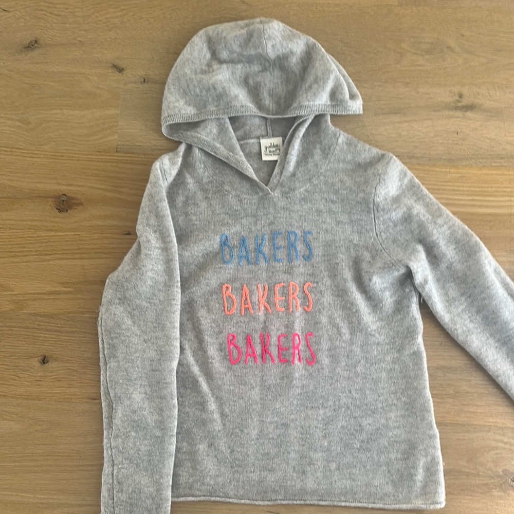 Gray Hooded Sweater with Colorful Text